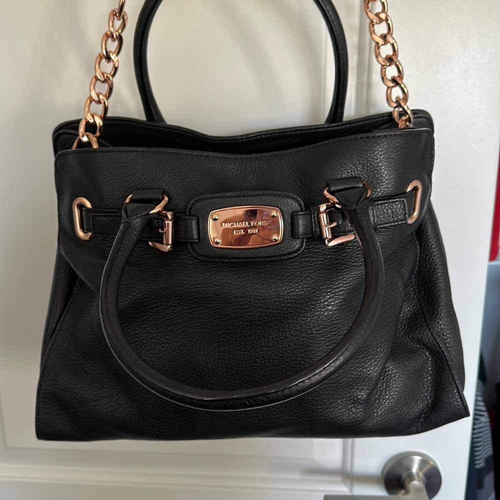 Michael Kors black shoulder tote with long strap
